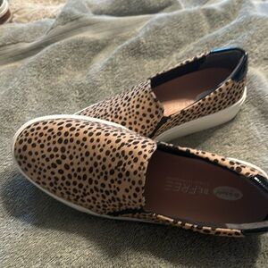 Dr Scholls tan and black animal print slightly worn